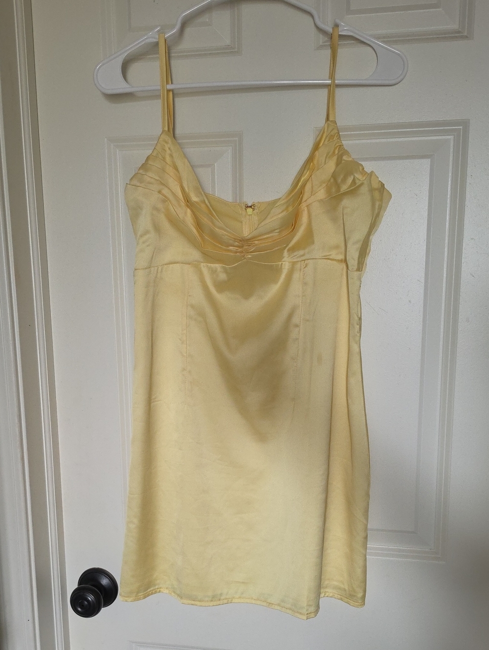 Women's Satin Homecoming Dress - Pale Yellow